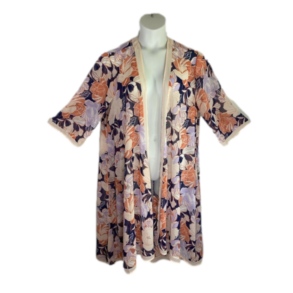 Torrid Floral Chiffon Flowy Kimono EUC Size Medium SKU0511